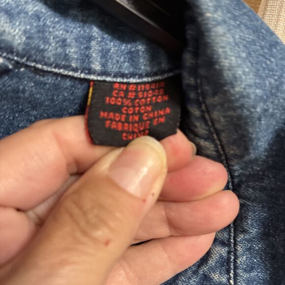 Wolverine Denim Shirt Mens XXL Blue Jean Long Sleeve Button Up Workwear Pockets - Picture 3 of 9